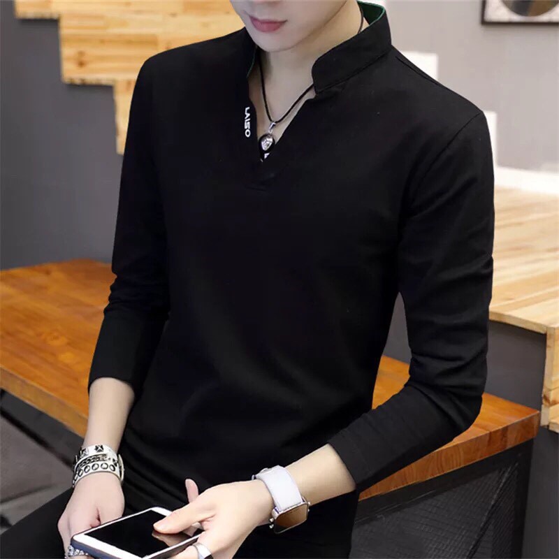 Áo Dài Tay cổ trụ Thun Cotton Cao Cấp 61 TCS nhiều màu | BigBuy360 - bigbuy360.vn