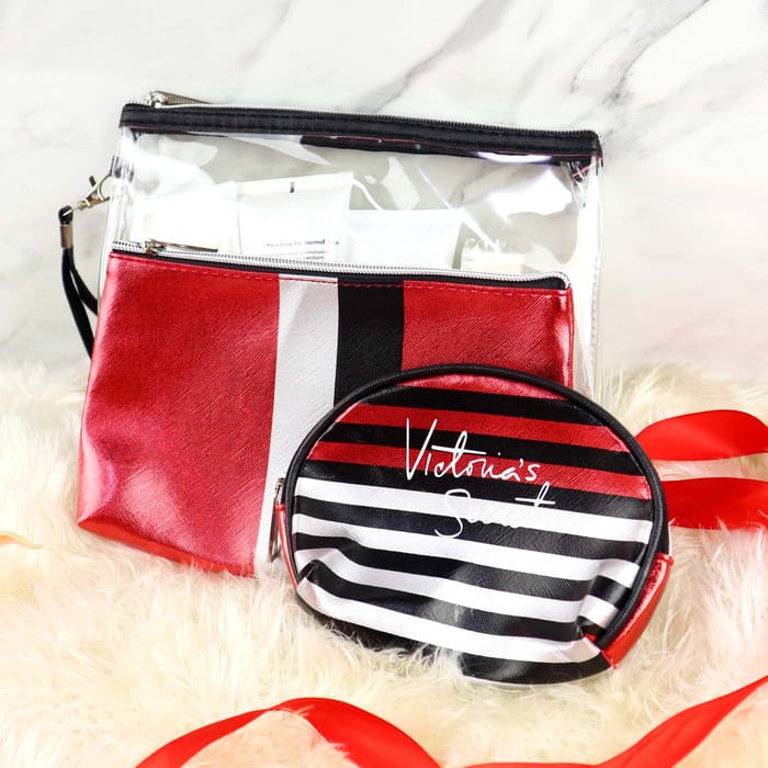 (hàng Mới Về) Túi Đựng Mỹ Phẩm Victoria 's Secret 3 Trong 1 Màu Đỏ