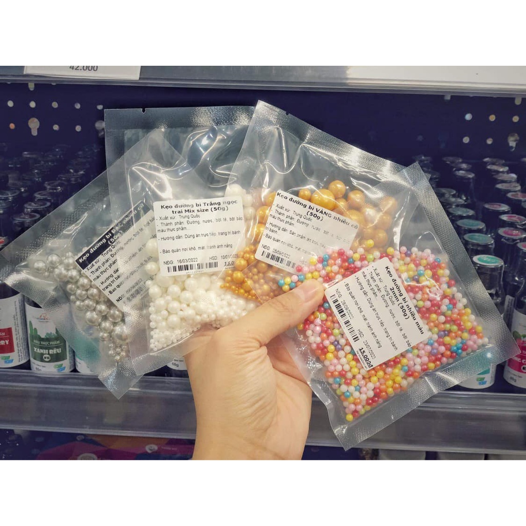 Kẹo đường bi trắng nhiều cỡ (50g)