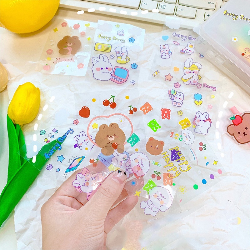 🍉Sticker Cute Cao Cấp Dán Cốc, Vở, Bình Nước, Hộp Bút 6*6cm Họa Tiết Hoạt Hình DUASHOP