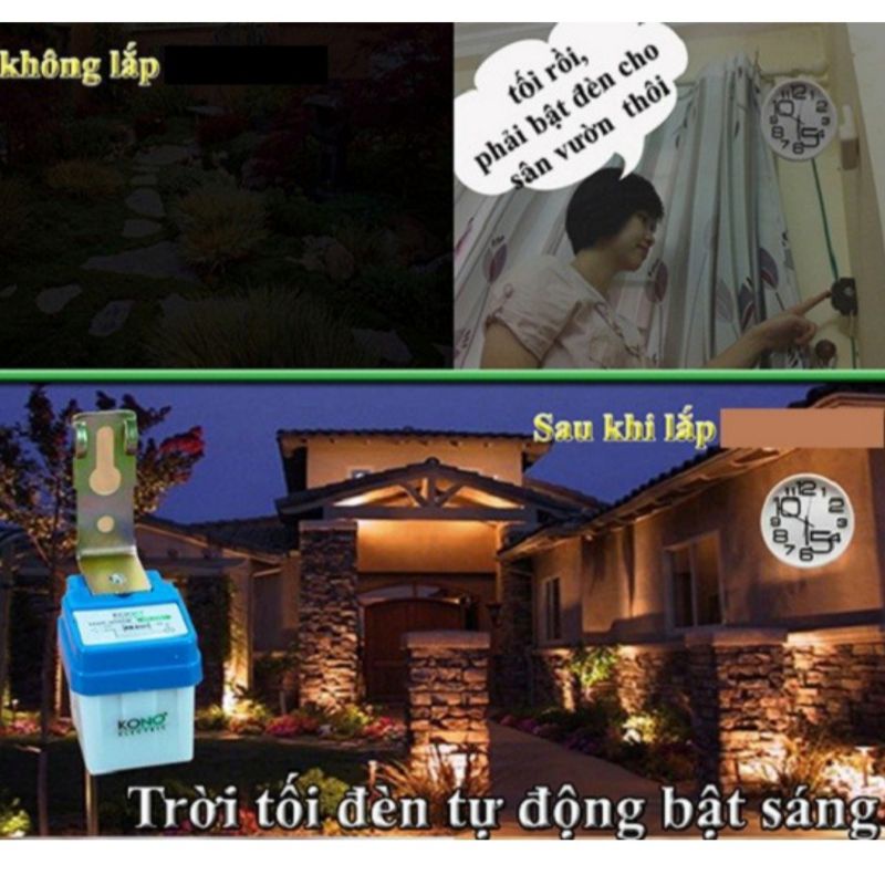Công tắc cảm biến ánh sáng 220V 10A tự động bật tắt đèn khi trời sáng tối