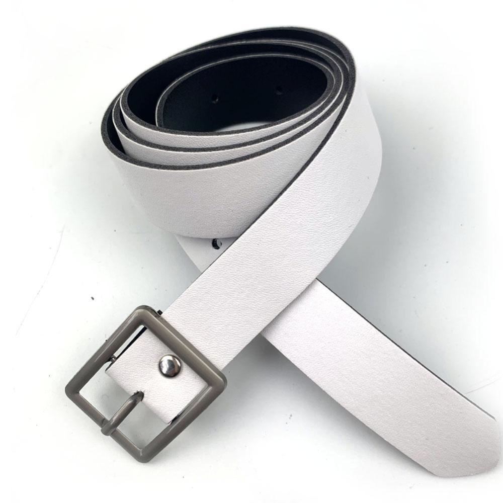 Thắt Lưng Da Màu Trơn Khóa Tròn / Vuông Bằng Hợp Kim Co Giãn Thời Trang Cho Nam Và Nữ J7P9