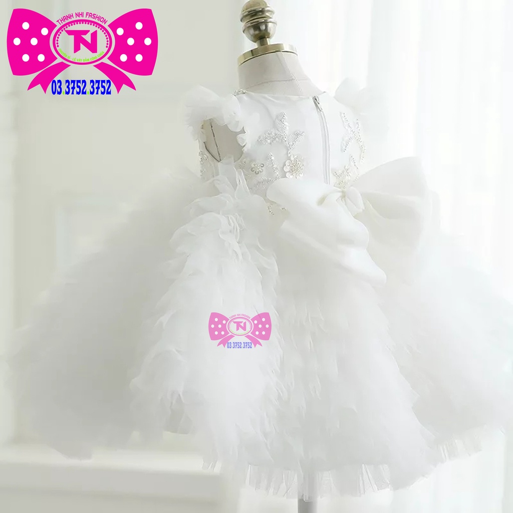 Váy Bé Gái Trắng Kết Cườm Hàng Thiết Kế Cao Cấp - Váy Công Chúa Thanh Nhi TN1742022001