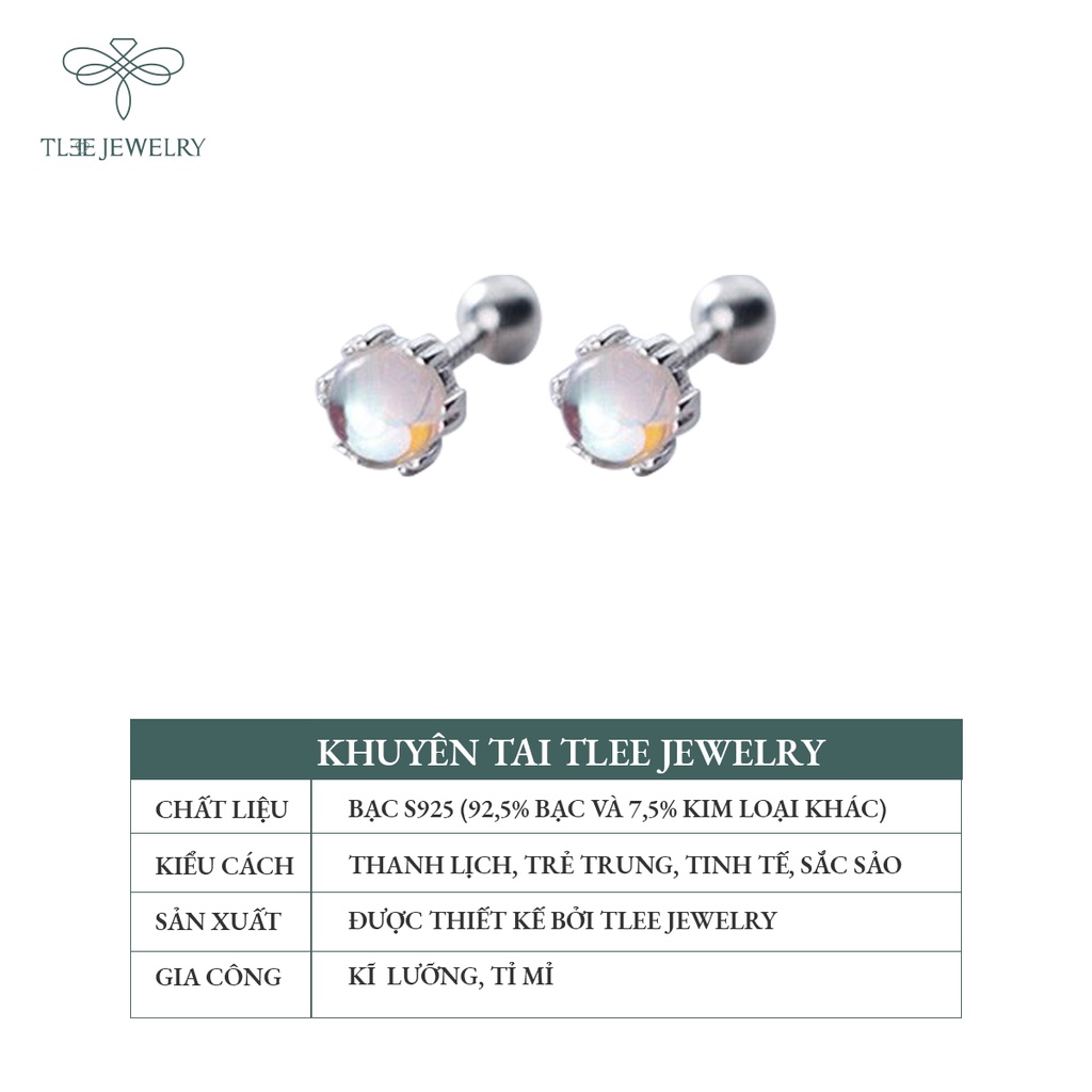 Khuyên tai bạc nữ TLEE tròn Moonstore chốt vặn sang trọng NCJ B0125