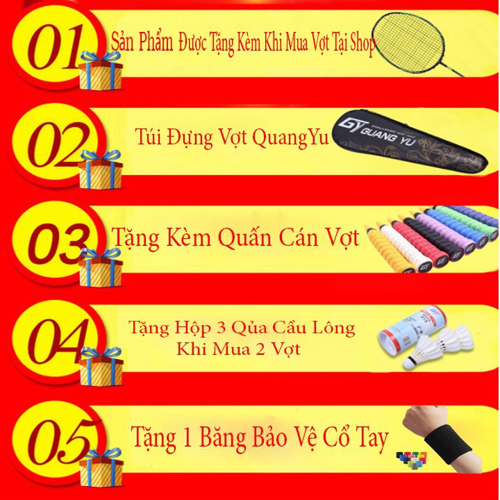 cầu lông Vợt cầu lông 4U Carbon Guang YU thân trợ lực tay cực tốt lưới đan sẵn 10kg, tặng kèm nhiều quà hấp dẫn