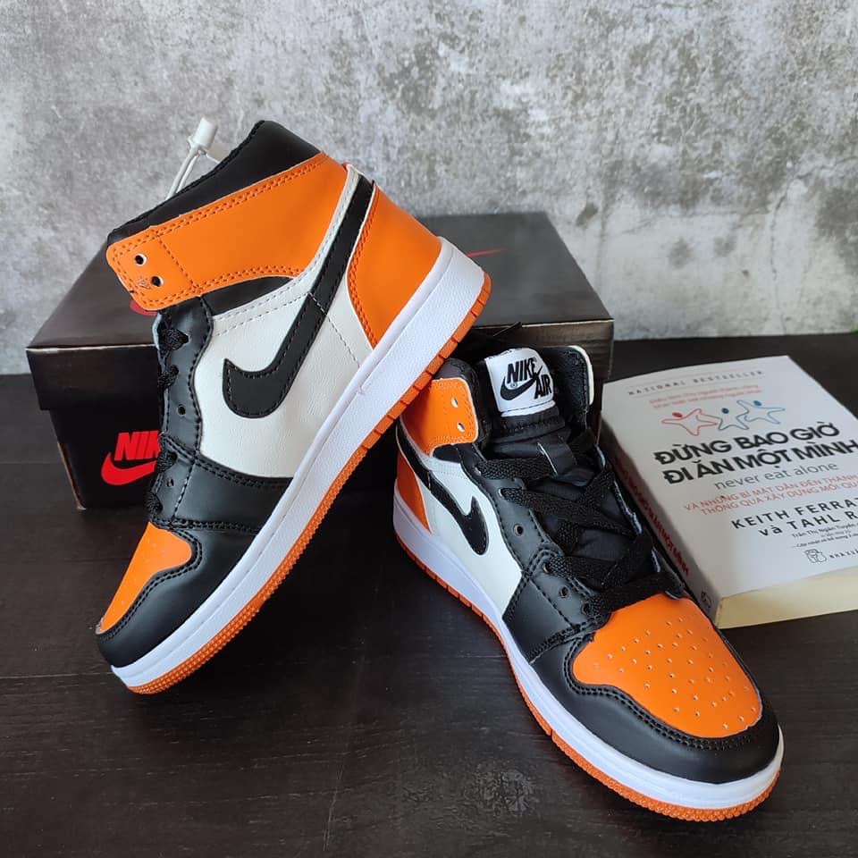Giày Air Jordan 1 High Cam Đen Nam Nữ Full Box + Bill .Giày Thể Thao Jordan Cam Đen Cổ Cao