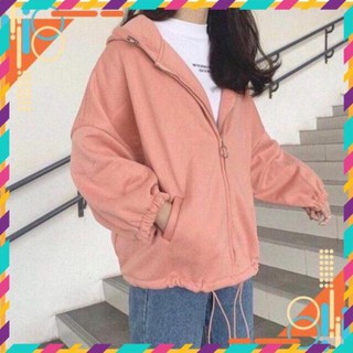 [Mặc Bao Đẹp] Áo khoác Nỉ trơn cánh dơi kéo khóa tròn duyên dáng Susant TP