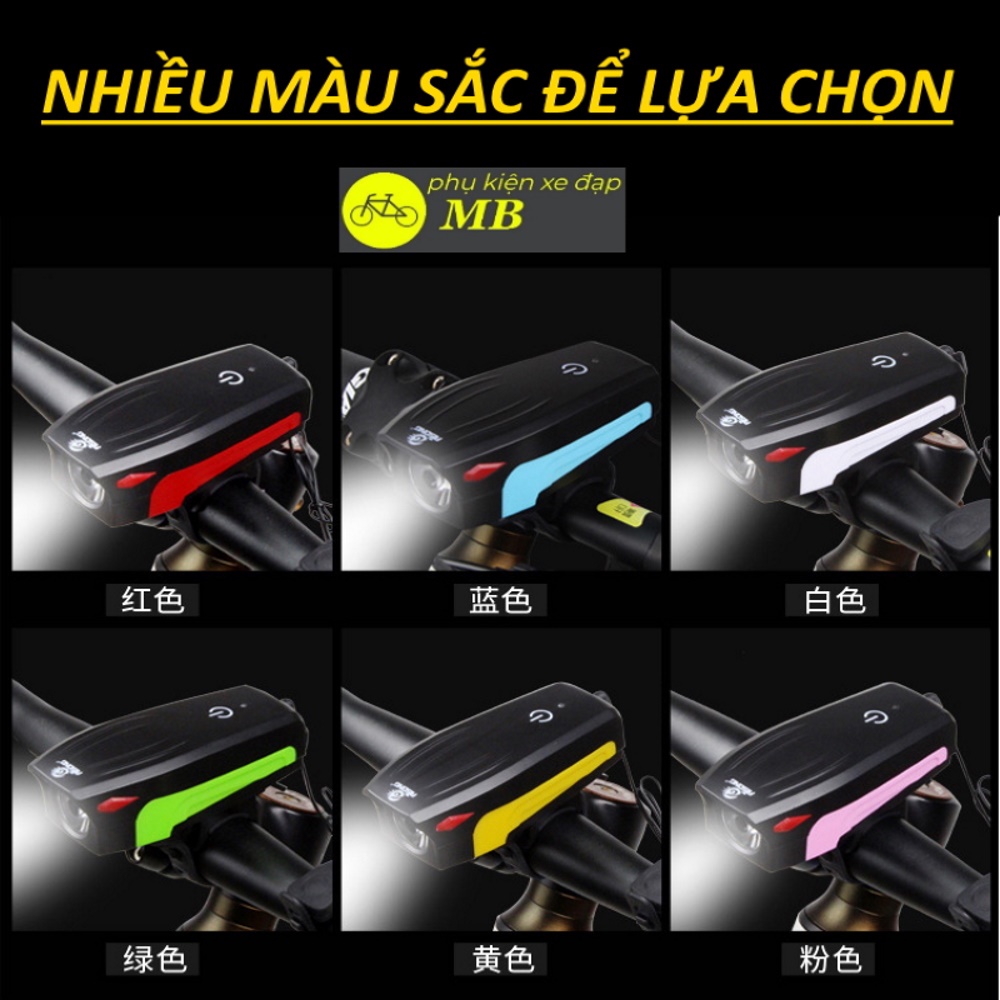 Đèn xe đạp có còi siêu sáng cảm ứng đèn led xe đạp thể thao 2in1 sạc USB AS0909