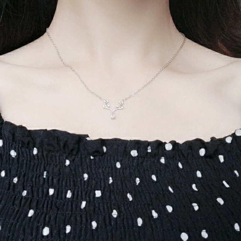 Dây chuyền Bạc ý 925 sừng hưu đính đá vòng cổ nữ