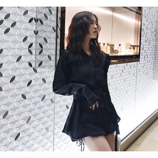 Áo sơmi  lụa bóng buộc eo Nevermind