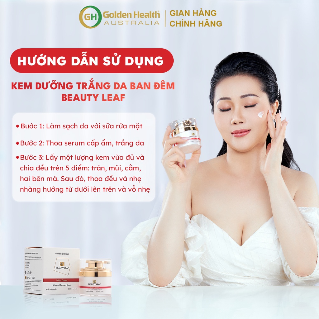 [GOLDEN HEALTH] Kem dưỡng trắng da ban đêm Beauty Leaf Whitening Complex 50ml