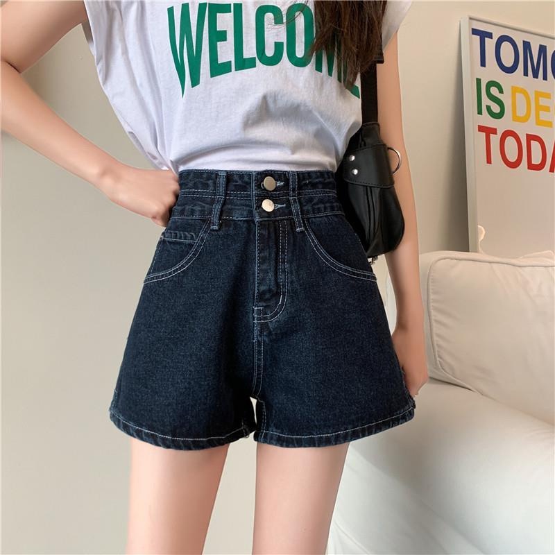Quần Short Denim Lưng Cao Ống Rộng Thời Trang Mùa Hè Phong Cách Hàn Quốc Cho Nữ