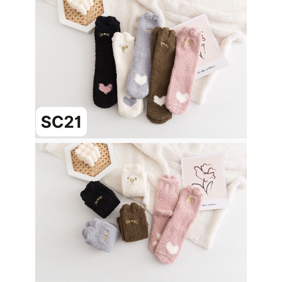 Tất vớ lông xù dày hoạ tiết hoạt hình dễ thương SC21