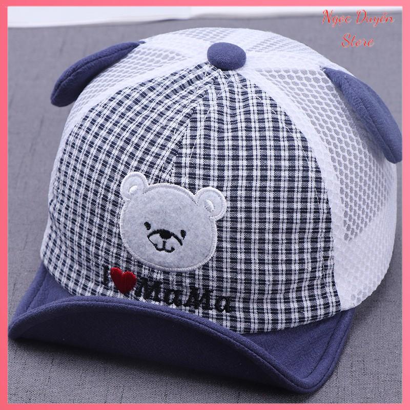 Nón mũ lưỡi trai I ❤️ mama bé trai bé gái hình gấu phối lưới siêu đẹp cho bé 0.5-3 tuổi [MU104]