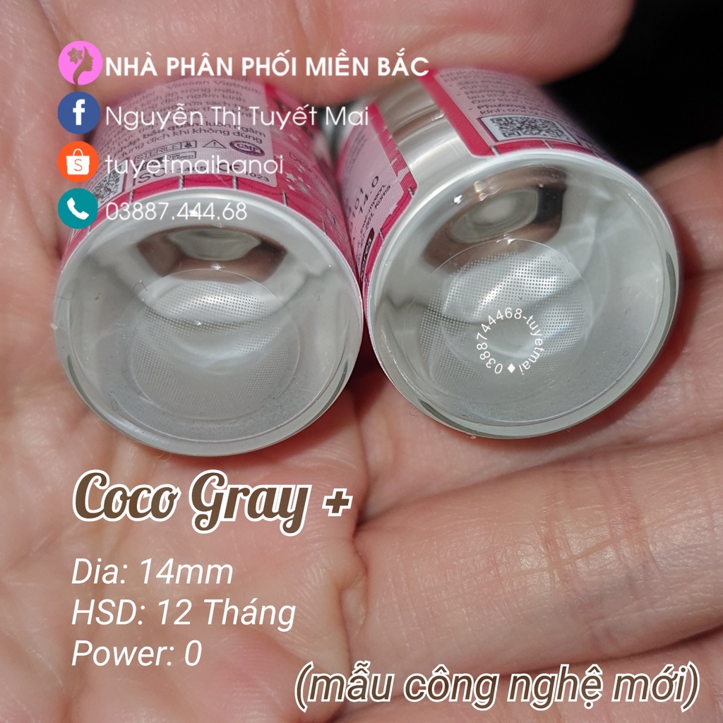 Lens Xám Tây Siêu Êm Siêu Mềm Coco Gray 14mm 0 Độ - Kính Áp Tròng Hàn Quốc Chính Hãng Vassen Sexy Me