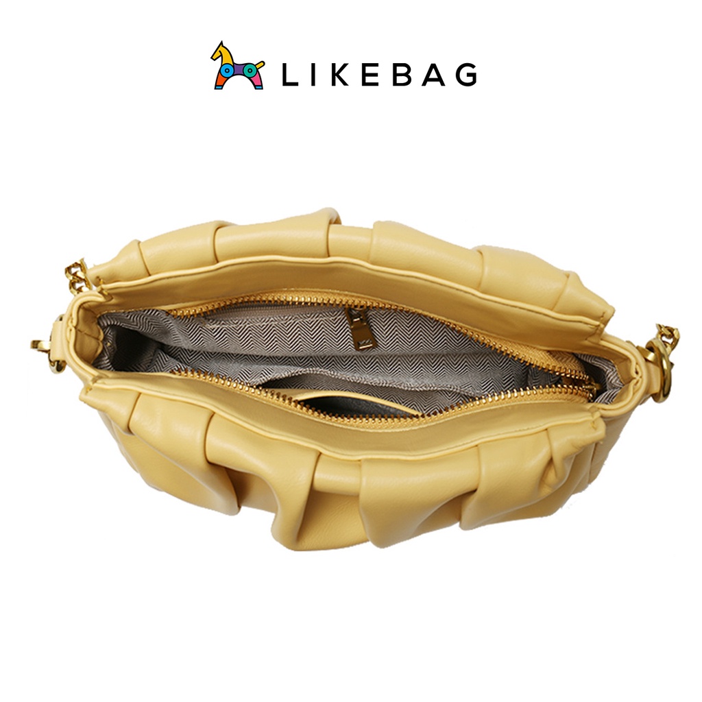 Túi xách nữ đeo chéo, đeo vai LIKEBAG da mềm xếp ly độc đáo phối xích 9759 - LIBAGI