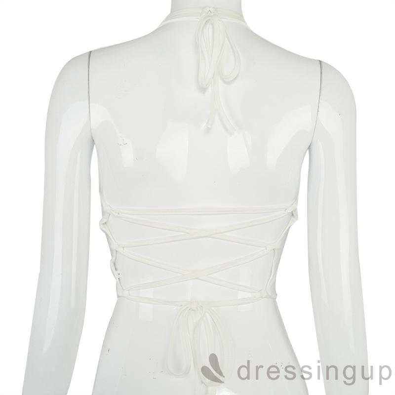 Áo Croptop Màu Đơn Sắc Thiết Kế Cổ Chữ V Quyến Rũ Cho Nữ