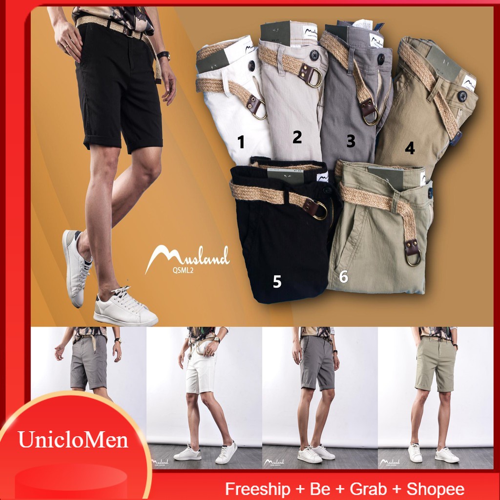 Freeship - Quần short linen MUSLAND kèm dây nịt nhé - vải linen co giãn - HÀNG CHẤT LƯỢNG