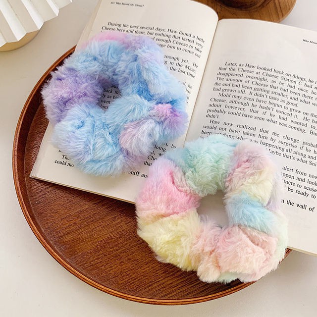 Dây cột tóc scrunchies màu sắc cầu vồng - UniLabel