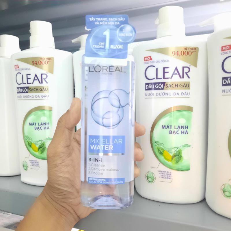 (xanh nhạt) nước Tẩy Trang L’OREAL 3 IN 1 Micellar Water 400ml