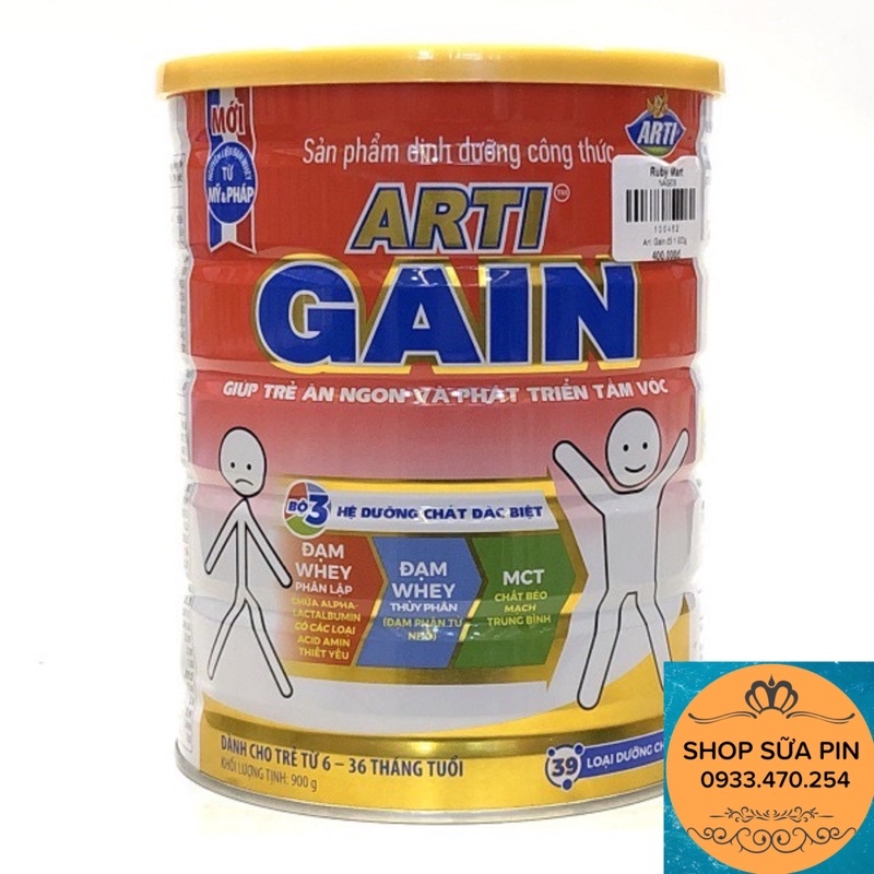 Sữa bột arti Gain lon 900g - màu đỏ