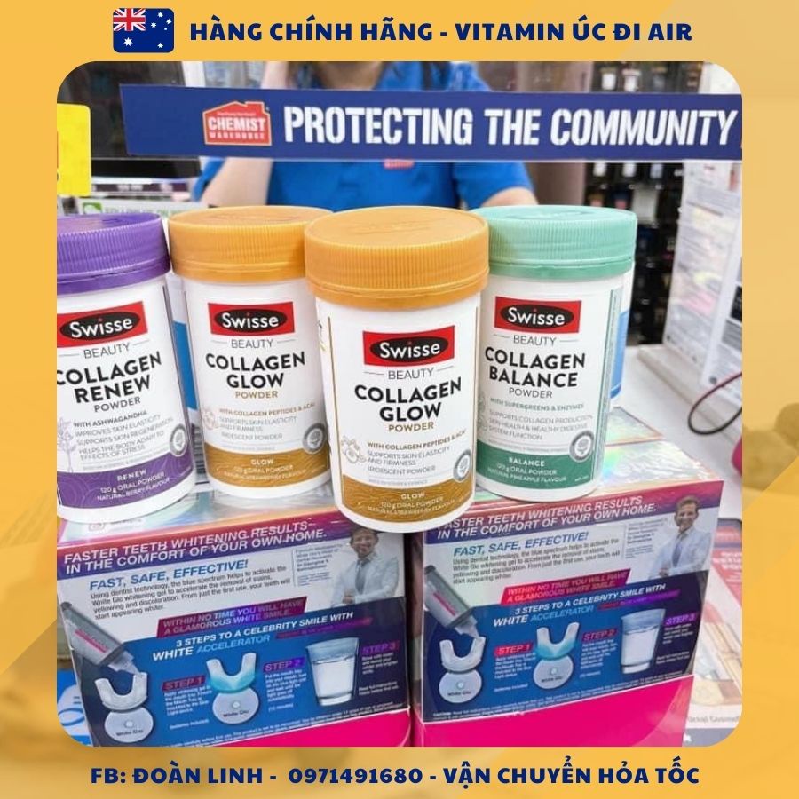 Swisse Collagen Glow Dạng Viên Uống 60V/120V, Hàng chuẩn úc đi air, Viên uống Collagen Glow Swisse