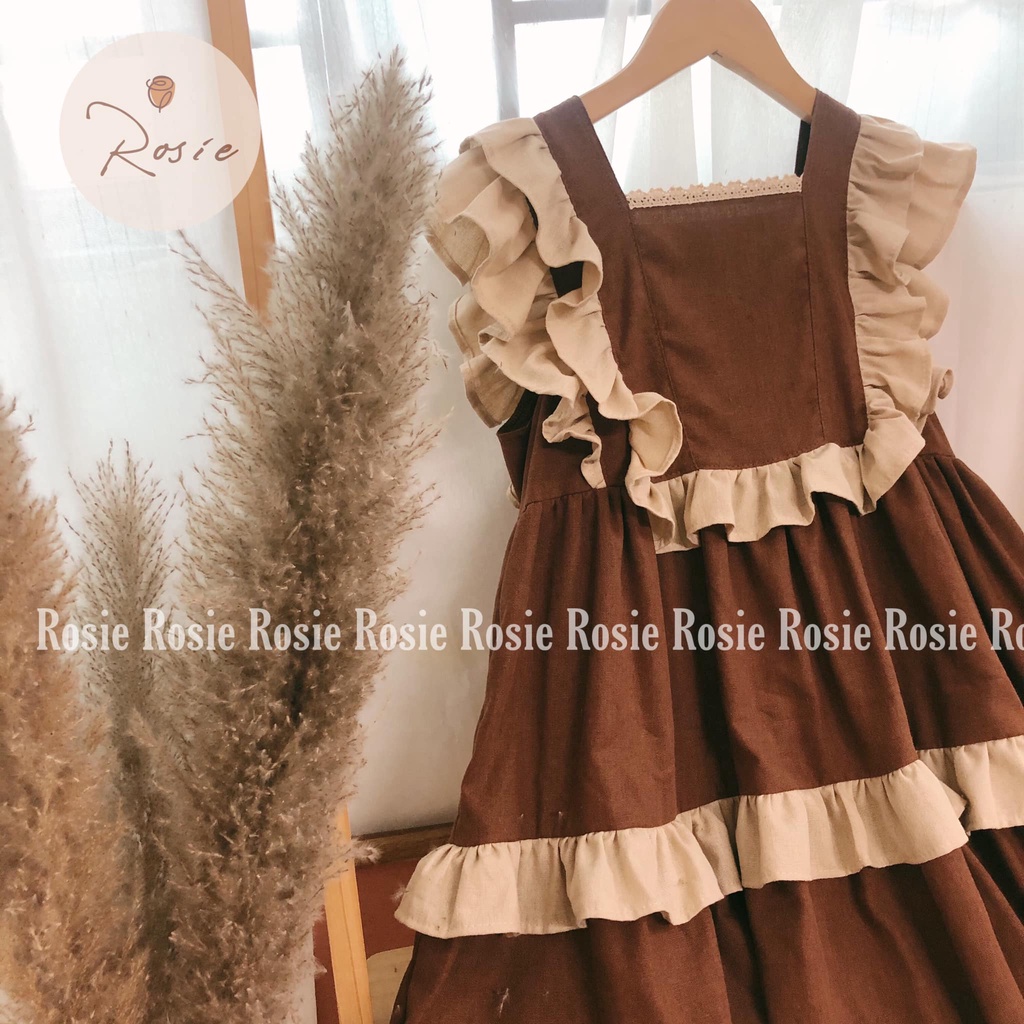 Váy bé gái dáng xòe 2 tầng ROLIA cộc tay chất mềm mát mặc lên nhìn rất yêu V35