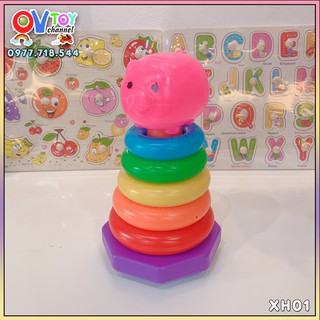 Bộ đồ chơi xếp vòng mầm non cho bé 1-5 tuổi tập phát triển tư duy