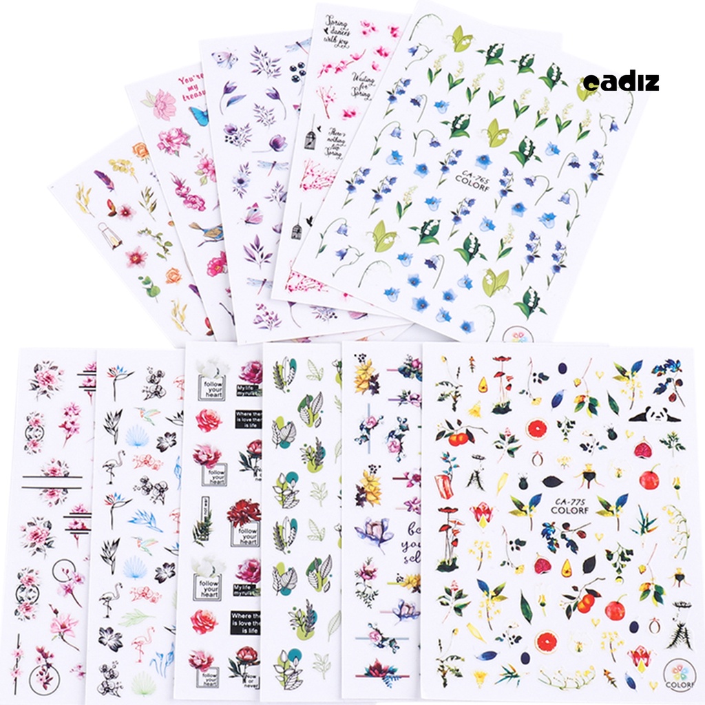 Miếng Dán Trang Trí Móng Tay Siêu Mỏng In Họa Tiết Hoa Xinh Xắn Cho Nữ