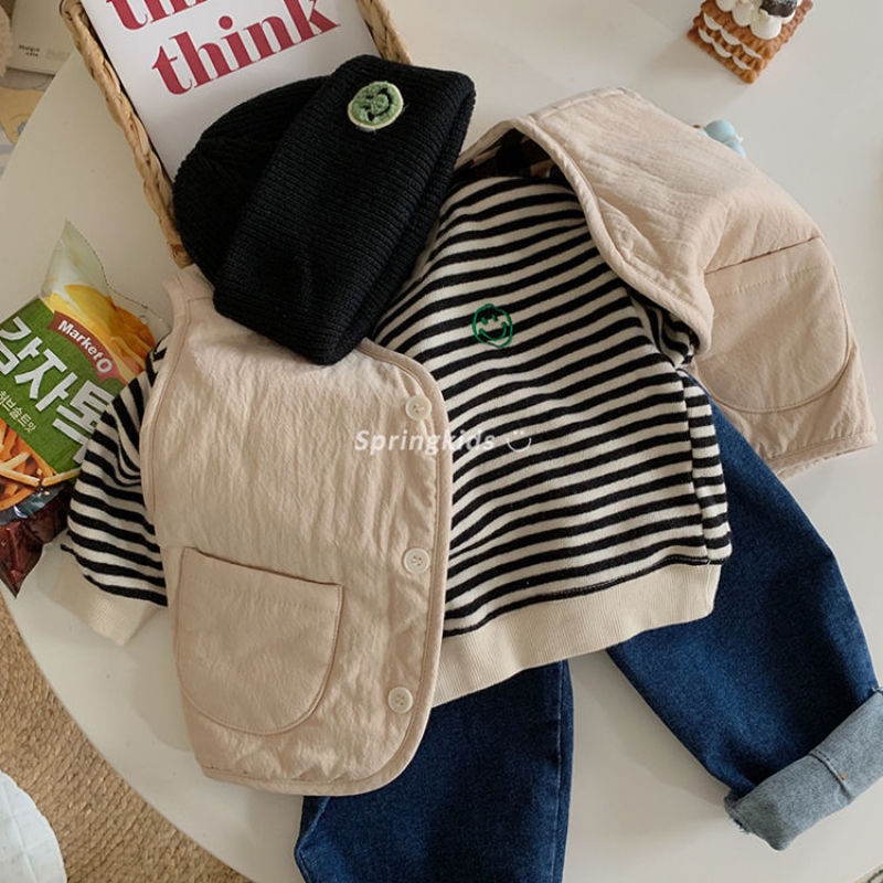 Áo Sweater kẻ sọc dáng rộng thời trang dành cho bé gái