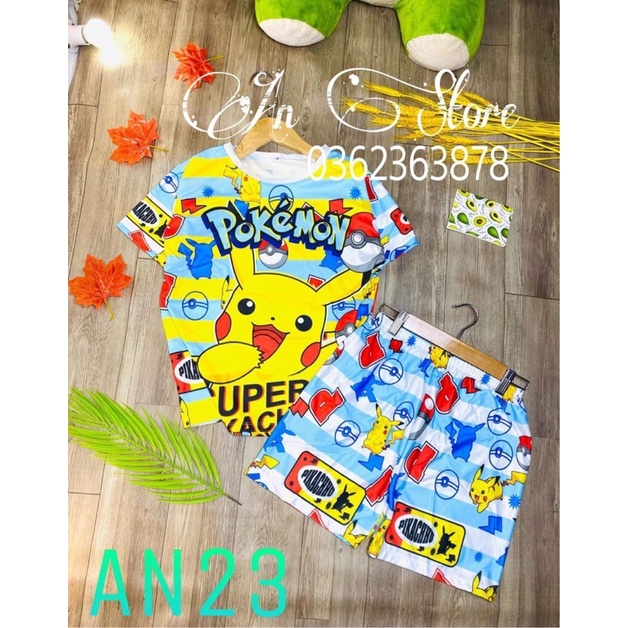 Bộ thun lạnh 3D quần đùi cho bé trai/gái