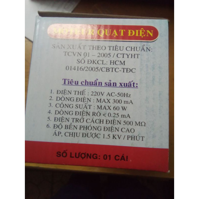 Mô tơ quạt Hữu Thành  công suất 60 W.