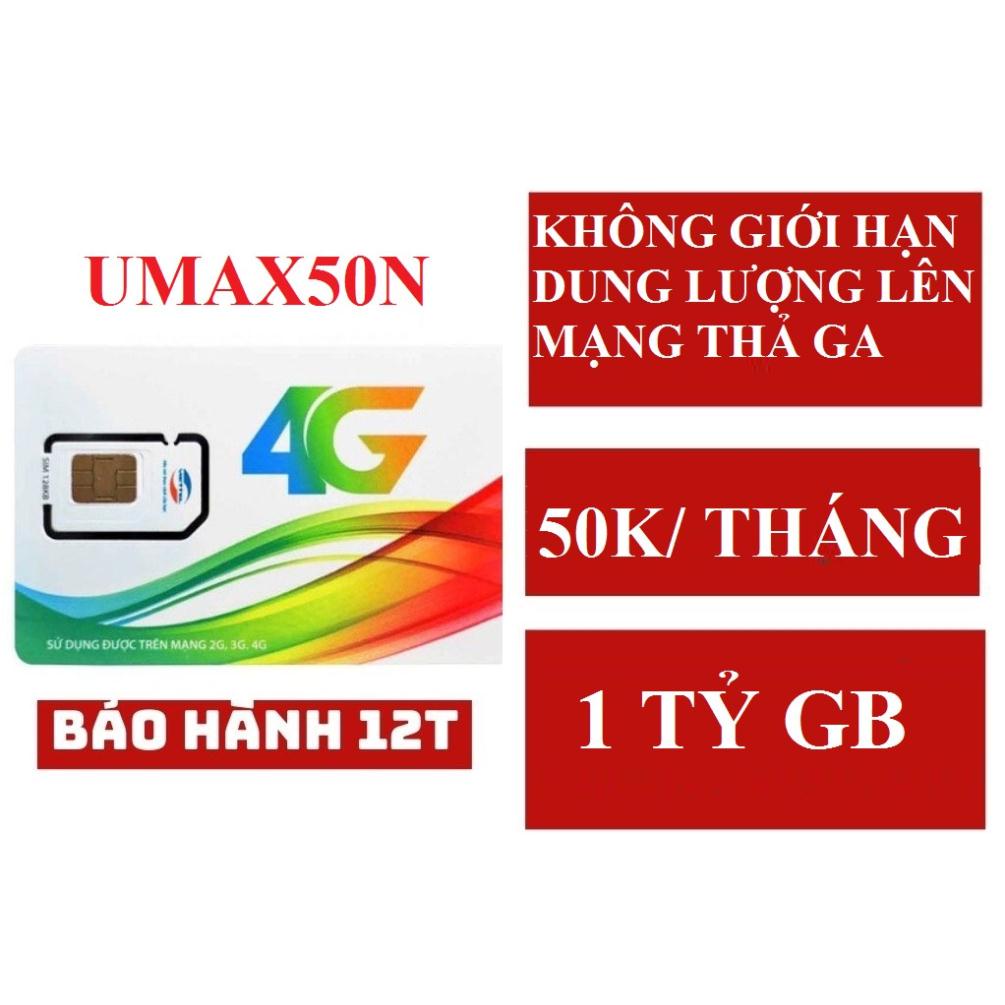 SIM 4G 1 NĂM SIM VIETTEL 4G 12UMAX50N 1 TỶ GB / V120N 120GB/ tháng + GỌI FREE / D500