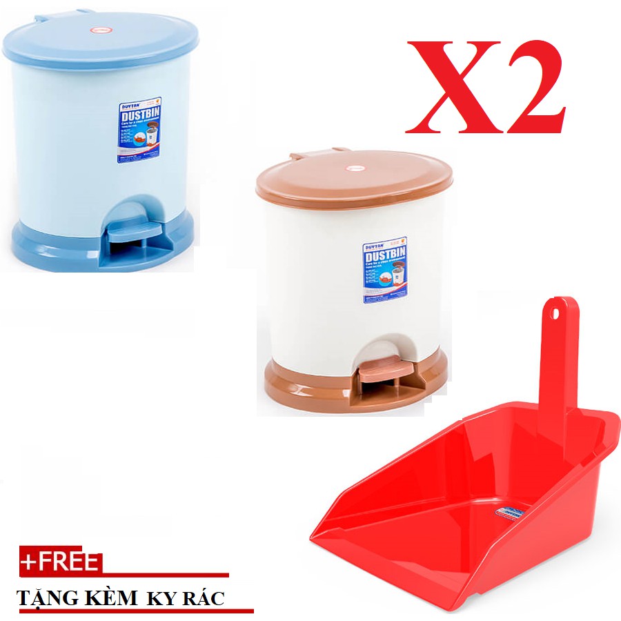 COMBO 2 Thùng rác đạp Oval cao cấp Duy Tân ( Nhỏ ) -TẶNG KÈM KY RÁC