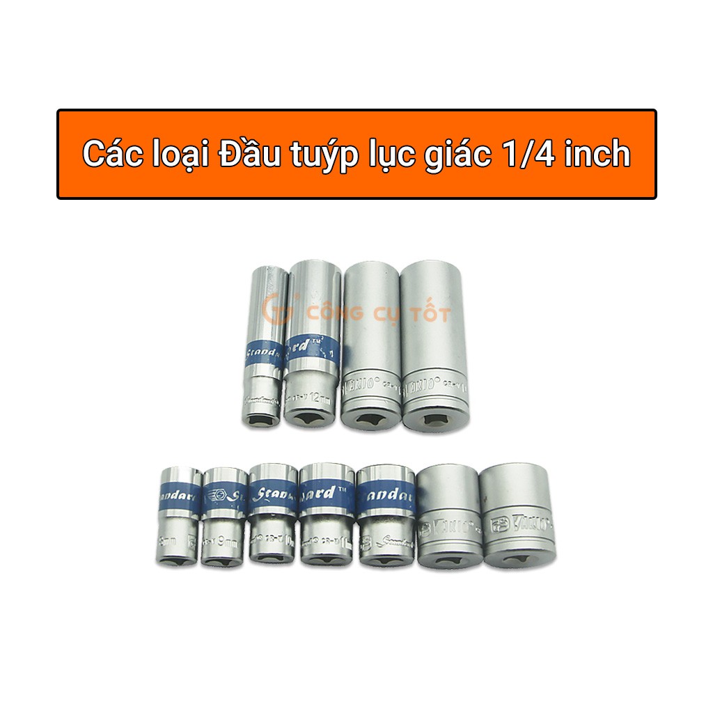 Đầu tuýp lục giác 1/4&quot; Standard Xanh