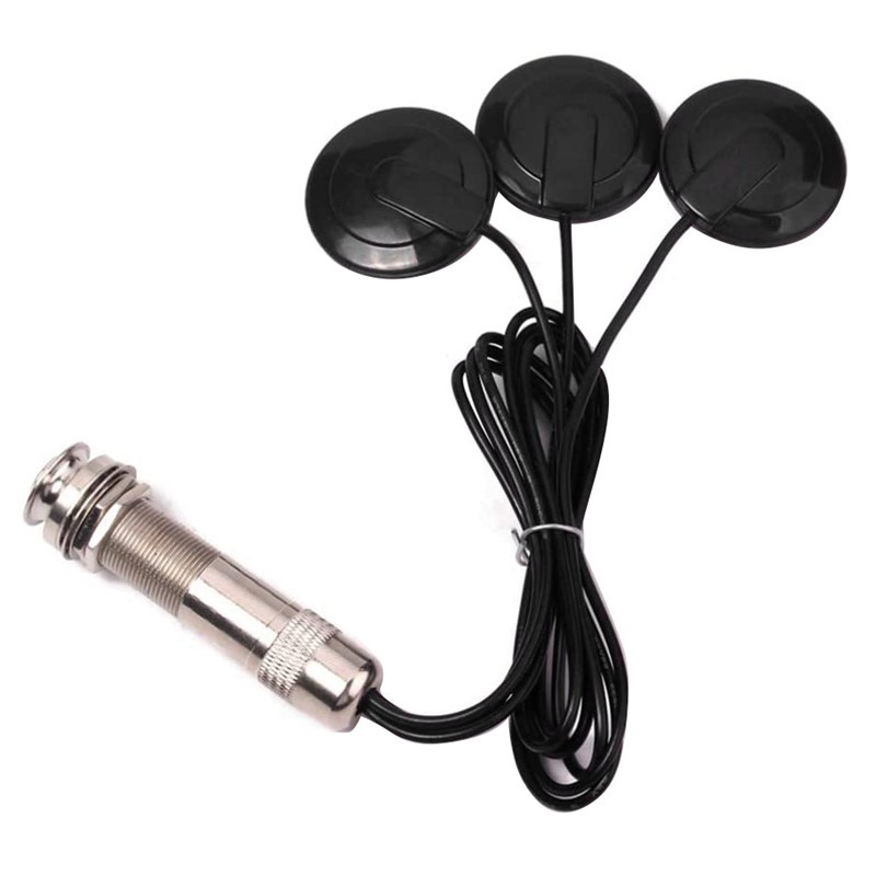 Guitar Pickup Piezo Contact Microphone Pickup 3 Transducer Pickup System for Acoustic 6.35mm Jack (Black)