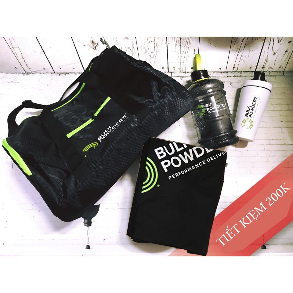 [COMBO 4 món] Bình nước-Áo Tanktop-bình Shaker inox -Túi tập Gym Bulk Powders