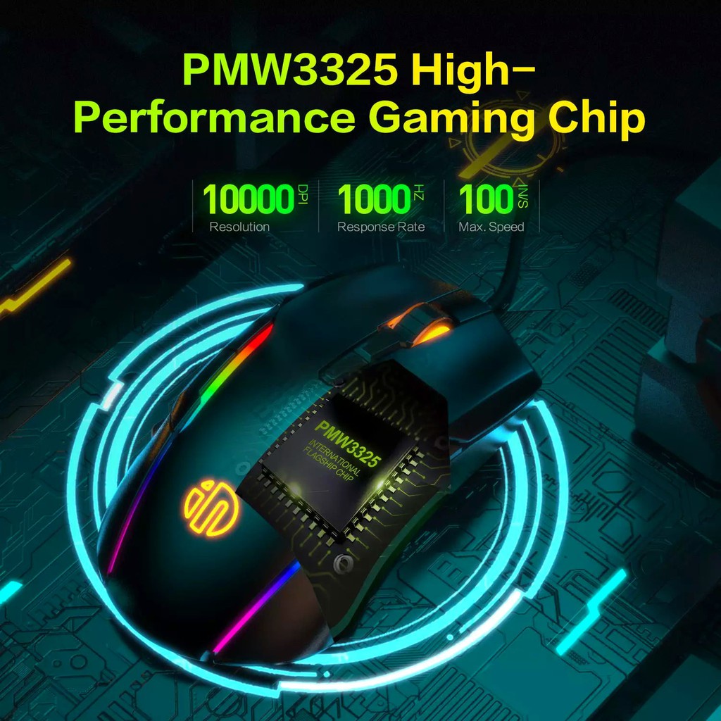 Chuột Chơi Game INPHIC PG7 - 7 Nút Điều Chỉnh Tuổi Thọ 10 Triệu Lần Nhấn Tích Hợp LED RGB Siêu Đẹp - Chính Hãng