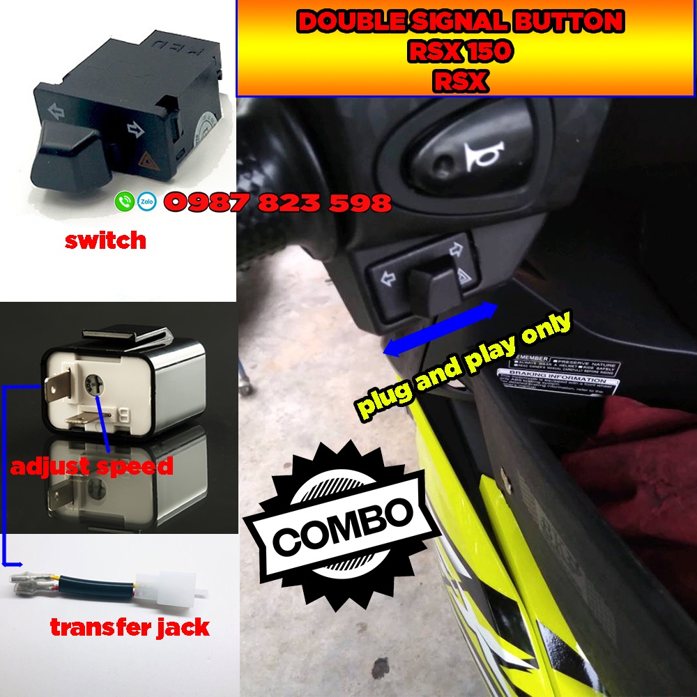 Honda RSX 150 Double Signal Switch button Plug and Play ✅ Combo Công Tắc Ưu Tiên Winner X, RSX Malaysia,  (gắn zin)