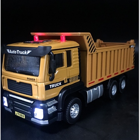 Mô hình xe ô tô tải xe ben làm bằng kim loại có đèn và nhạc tỉ lệ 1:50