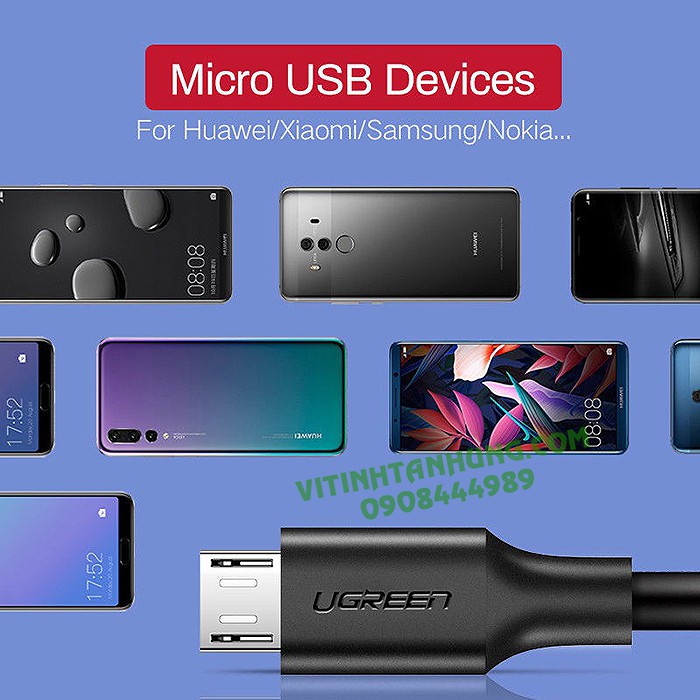 Cáp sạc USB 2.0 A sang Micro USB Ugreen 60135 60134 US289 CHính hãng