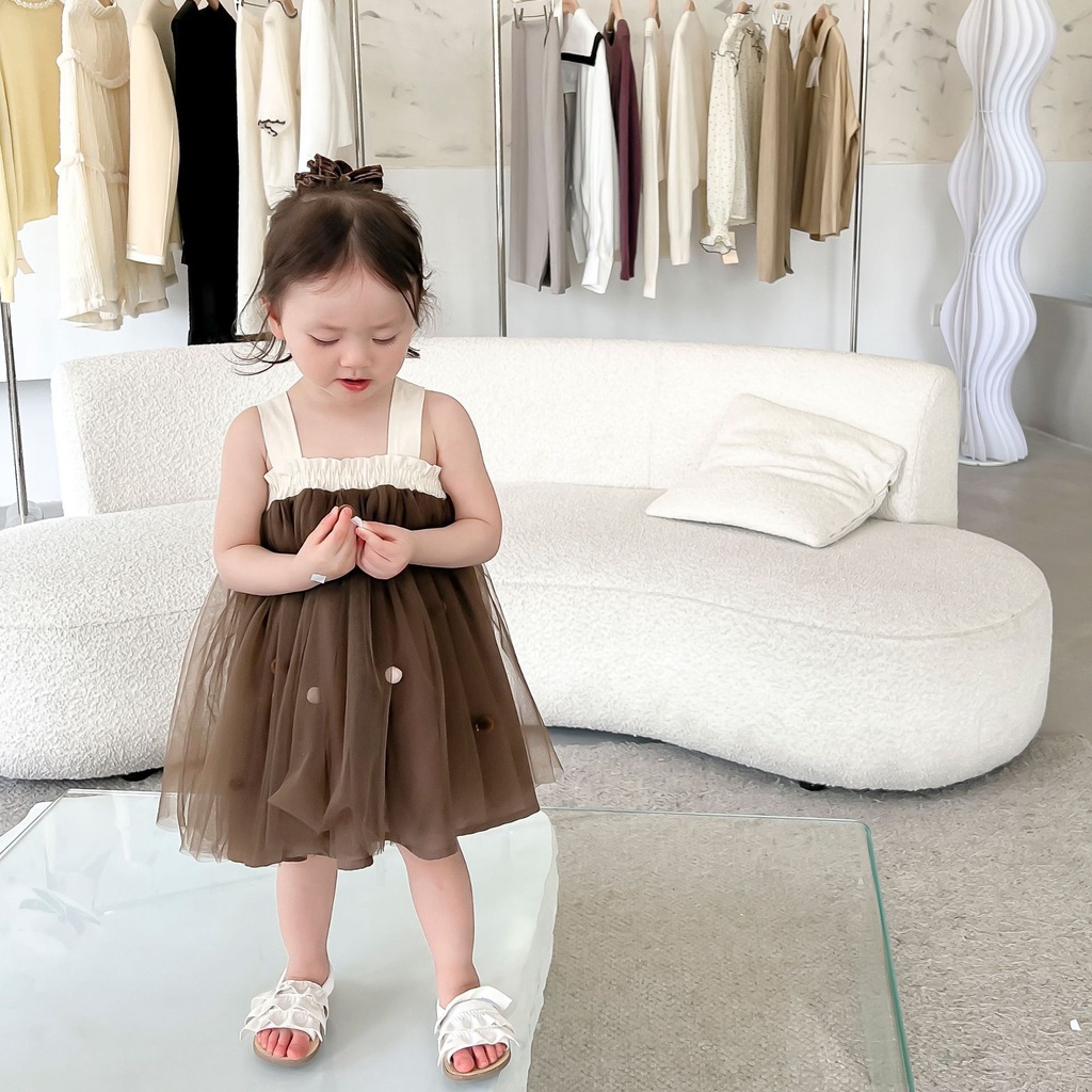 Đầm Công Chúa Vải Gạc Thời Trang Mùa Hè Hàn Quốc Cho Bé Gái