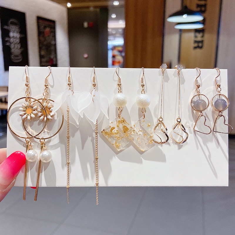 Set 5 Đôi Bông Tai Đính Đá Thời Trang Nữ