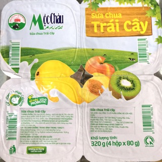 Sữa Chua Trái Cây Mộc Châu Lốc 4 Hộpx80g