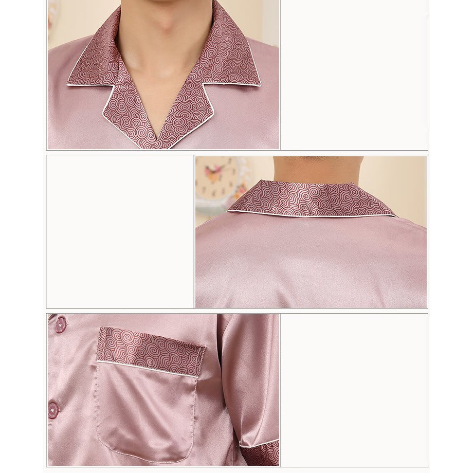 NG8902N - Bộ pyjama nam chất lụa ngắn tay hàng nhập