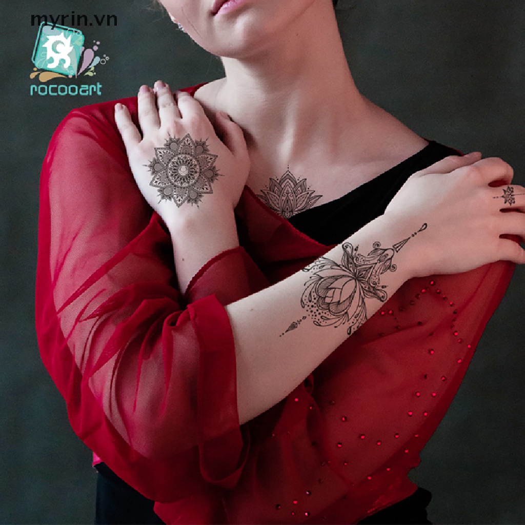 Hình xăm dán tạm thời họa tiết Mandala chống thấm nước cho nữ