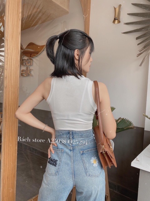Quần jean baggy lưng cao thiêu hoa cao cấp | BigBuy360 - bigbuy360.vn