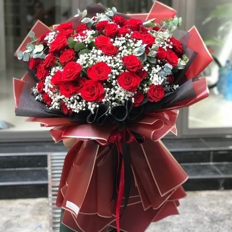Giấy bóng mờ viền đồng bó hoa