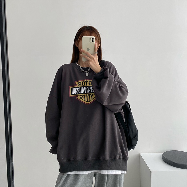 Áo sweater dáng rộng phong cách Harajuku thời trang thu đông mới cho nữ 2021