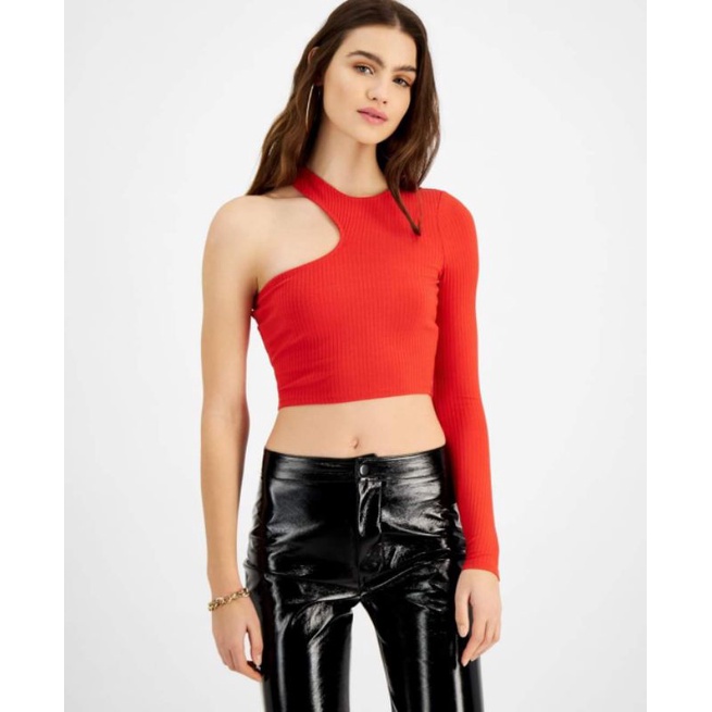 Áo croptop cut-out lệch vai tay dài bar III VNXK dư xịn